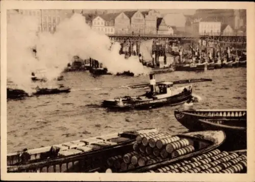 Ak Hamburg Mitte Neustadt, Schlepper auf der Elbe