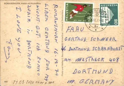 Ak Romanshorn Kanton Thurgau, Hafen mit Autofähre