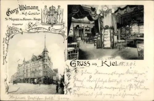 Ak Kiel, Georg Uhlmann, Hof Conditor, Klosterhof   aus  18.3.01