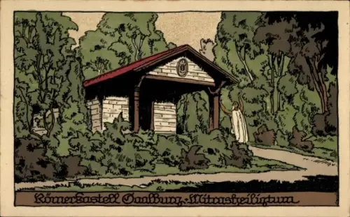 Steindruck Ak Bad Homburg v.d.H., Römerkastell Saalburg, Mitrasheiligtum