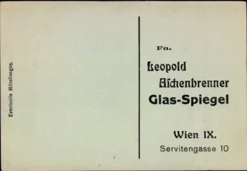 Ak Wien 9 Alsergrund Österreich, Fa. Leopold Aschenbrenner, Glasspiegel