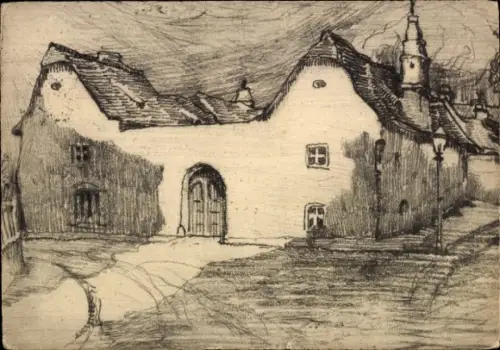 Künstler Ak Wien 19, Pfarrplatz Heiligenstadt, Beethovenhaus