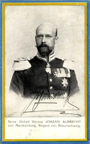 Ak Herzog Johann Albrecht zu Mecklenburg-Schwerin, Regent von Braunschweig