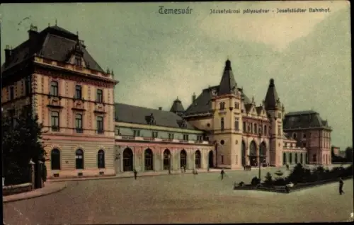 Ak Timișoara Temesvár Temeswar Rumänien, Josefstädter Bahnhof