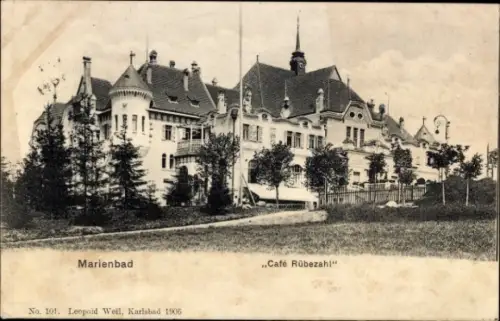 Ak Mariánské Lázně Marienbad Region Karlsbad,  Café Rübezahl,  , 1906