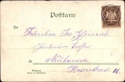 Litho München, Justizpalast, Kutsche, Straßenbahn