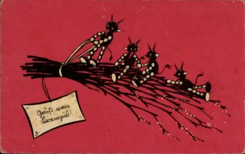 Ak Krampus, Teufel, Rute