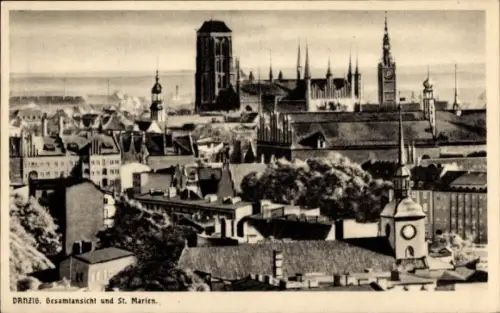 Ak Gdańsk Danzig, Gesamtansicht, St. Marien