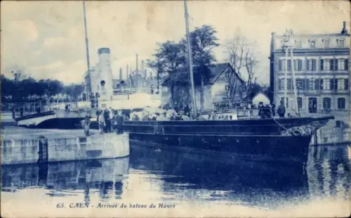 CPA Caen Calvados, Arrivée du bateau du Havre