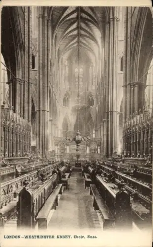 Ak Westminster London City, Westminster Abbey, Chor, Innenansicht, gotische Architektur