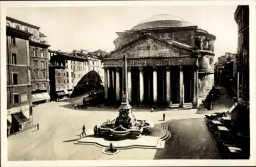 Ak Roma Rom Lazio, Pantheon, Brunnen, Menschen, Rom