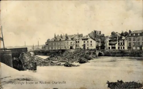 Ak Charleville Mézières Ardennes, Gesprengte Brücke