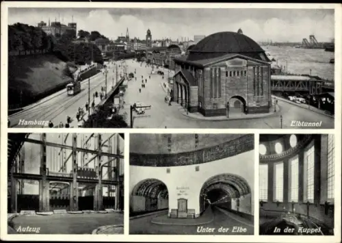 Ak Hamburg Mitte St. Pauli, Elbtunnel, Aufzug, Unter der Elbe, In der Kuppel