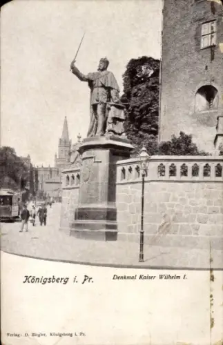 Ak Kaliningrad Königsberg Ostpreußen, Denkmal Kaiser Wilhelm I., Statue, Königsberg i. Pr.