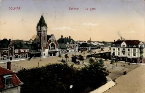 Ak Colmar Kolmar Elsass Haut Rhin, Bahnhof
