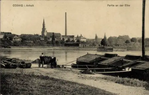 Ak Coswig in Sachsen, an der Elbe