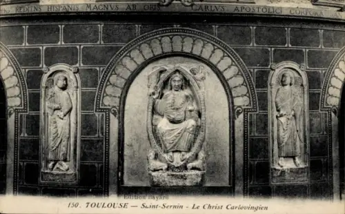 Ak Toulouse Haute Garonne, Reliefdarstellung, Christusfigur, zwei Figuren,  Saint-Sernin