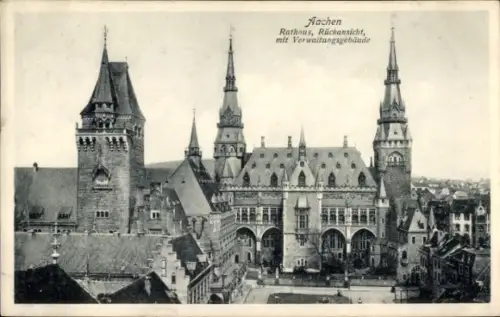 Ak Aachen, Rathaus, Rückansicht, Verwaltungsgebäude, Aachen