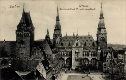 Ak Aachen,  Rathaus, Rückansicht, Verwaltungsgebäude