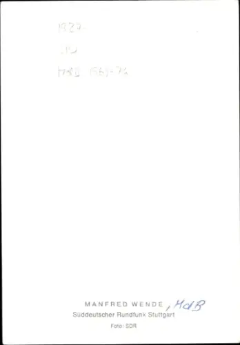 Foto Manfred Wende, MdB, Autogramm