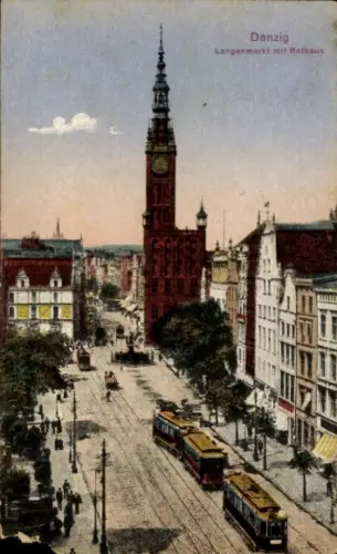 Ak Gdańsk Danzig, Langenmarkt, Rathaus