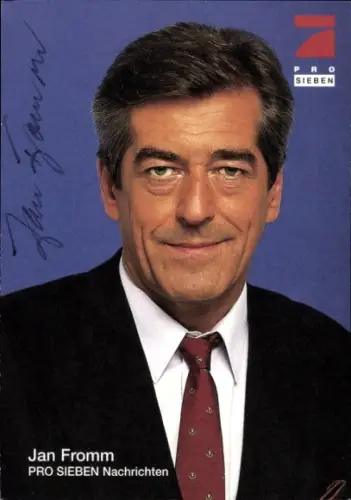 Autogrammkarte Nachrichtensprecher Jan Fromm, Portrait, Autogramm