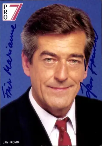 Autogrammkarte Nachrichtensprecher Jan Fromm, Portrait, Autogramm