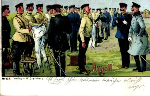 Ak Deutsche Soldaten beim Appell, Kaiser Wilhelm II.