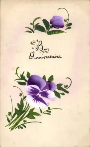 Handgemalt Ak Blumen, Stiefmütterchen