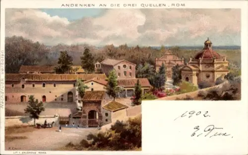 Künstler Litho Roma Rom Lazio, Ricordo delle tre Fontane