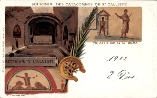 Litho Roma Rom Lazio, Via Appia Antica, Catacombes de St. Calliste