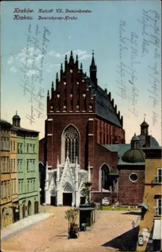 Ak Krakau Polen, Partie vor der Dominikaner Kirche