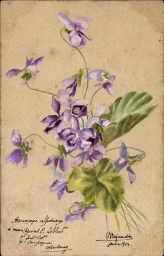Handgemalt Ak Veilchen, Blumen