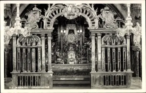 Ak Mariazell Steiermark, Gnadenaltar,  barocke Gestaltung, religiöse Symbolik