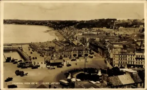 Ak Saint Helier Kanalinsel Jersey, Gesamtansicht, Hafen