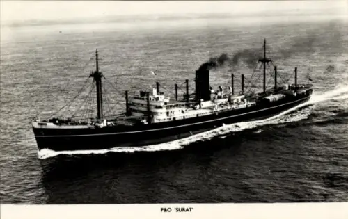 Foto P & O SS Surat, Frachtschiff der Peninsular and Oriental Steam Navigation Company