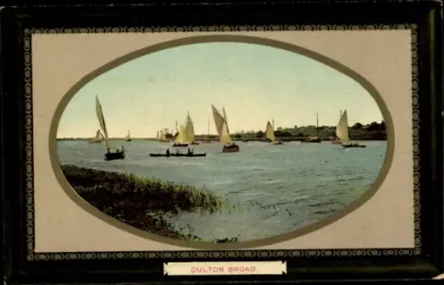 Präge Passepartout Ak Culton Broad England East, Blick auf Segelboote
