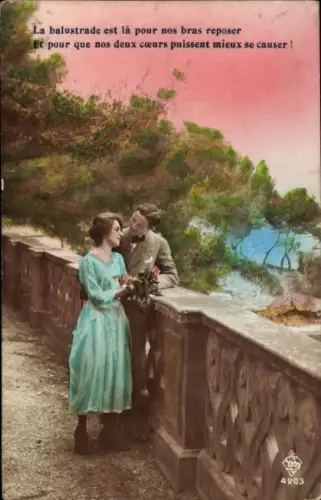 Ak Liebespaar, Portrait