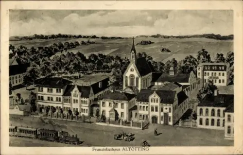 Ak Altötting in Oberbayern, Franziskushaus,  Landschaft, Gebäude, 