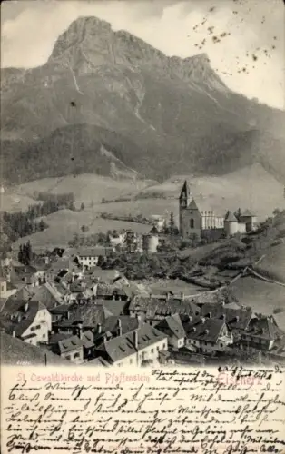 Ak Eisenerz Steiermark, Sankt Oswaldikirche und Pfaffenstein