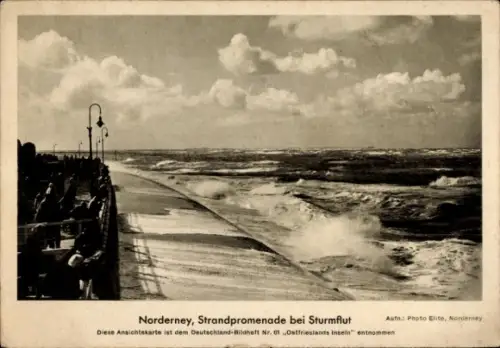 Ak Nordseebad Norderney Ostfriesland,  Strandpromenade, Sturmflut, Wellen, Foto Elite