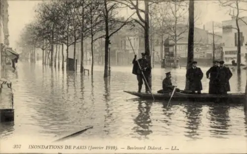 Ak Paris XII Reuilly, Boulevard Diderot, Die Seine-Überschwemmung von 1910