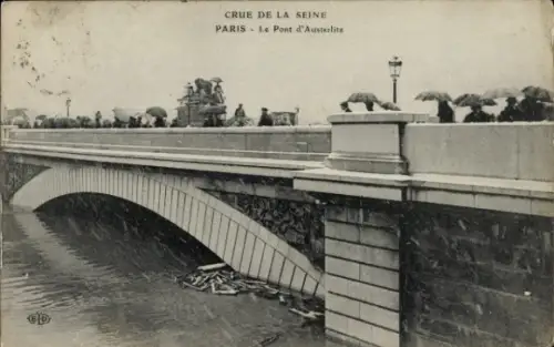 Ak Paris Frankreich, Inondations en Janvier 1910, Le Pont d'Austerlitz