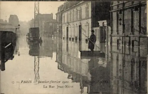 CPA Paris VII, Crue de la Seine 1910, Rue Jean Nicot