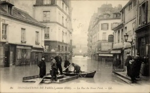 CPA Paris, Crue de la Seine Janvier 1910, Rue Rue du Haut-Pavé