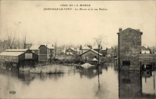 Ak Joinville le Pont Val de Marne, Hochwasser, überschwemmte Pauline Straße