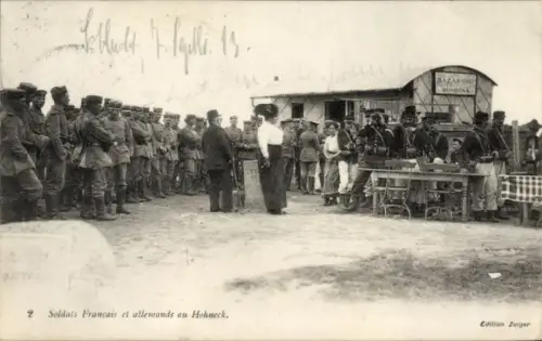 CPA Le Hohneck Lorraine Vosges, Soldals Français et allemands