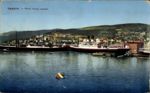 Ak Triest Trieste Friuli Venezia Giulia, Hafen, Dampfer