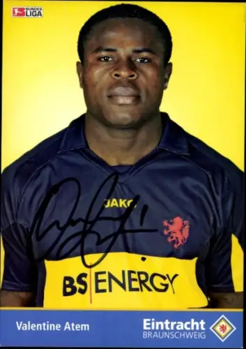 Autogrammkarte Fußballer Valentine Atem, Eintracht Braunschweig, Autogramm