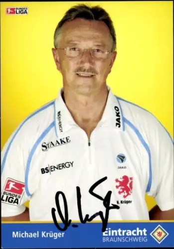 Autogrammkarte Trainer Michael Krüger, Eintracht Braunschweig, Autogramm